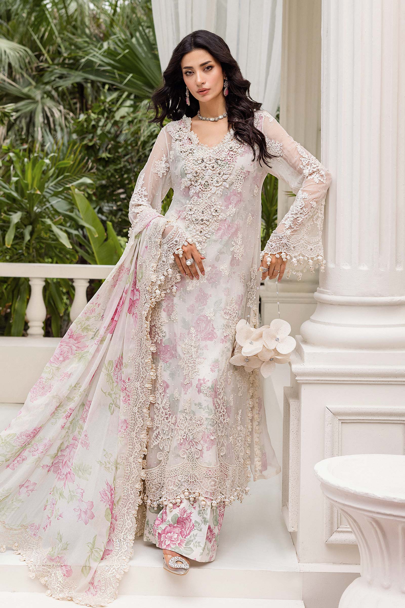 3 Piece Unstitched Embroidered Chiffon Suit | MPC-25-101
