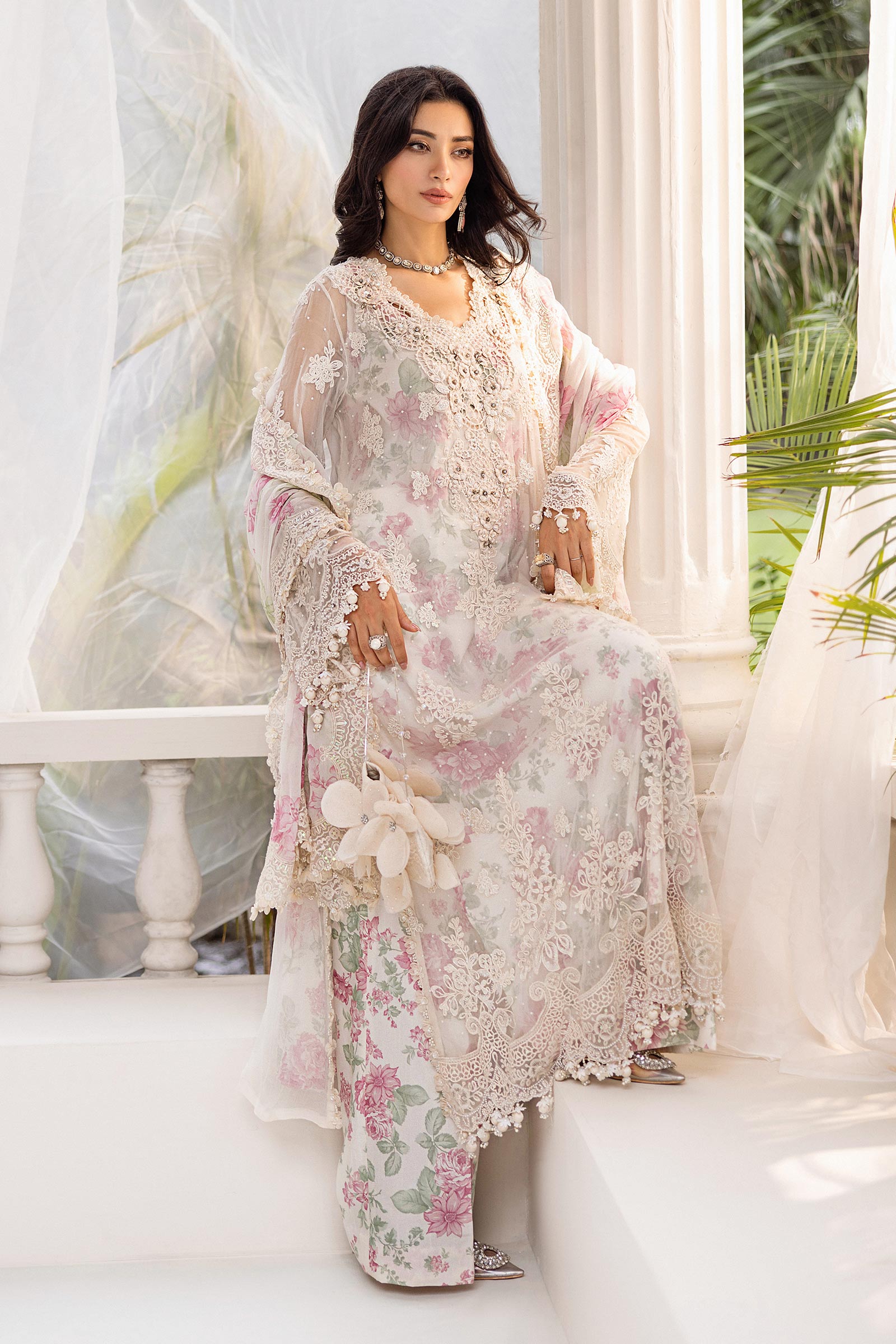 3 Piece Unstitched Embroidered Chiffon Suit | MPC-25-101