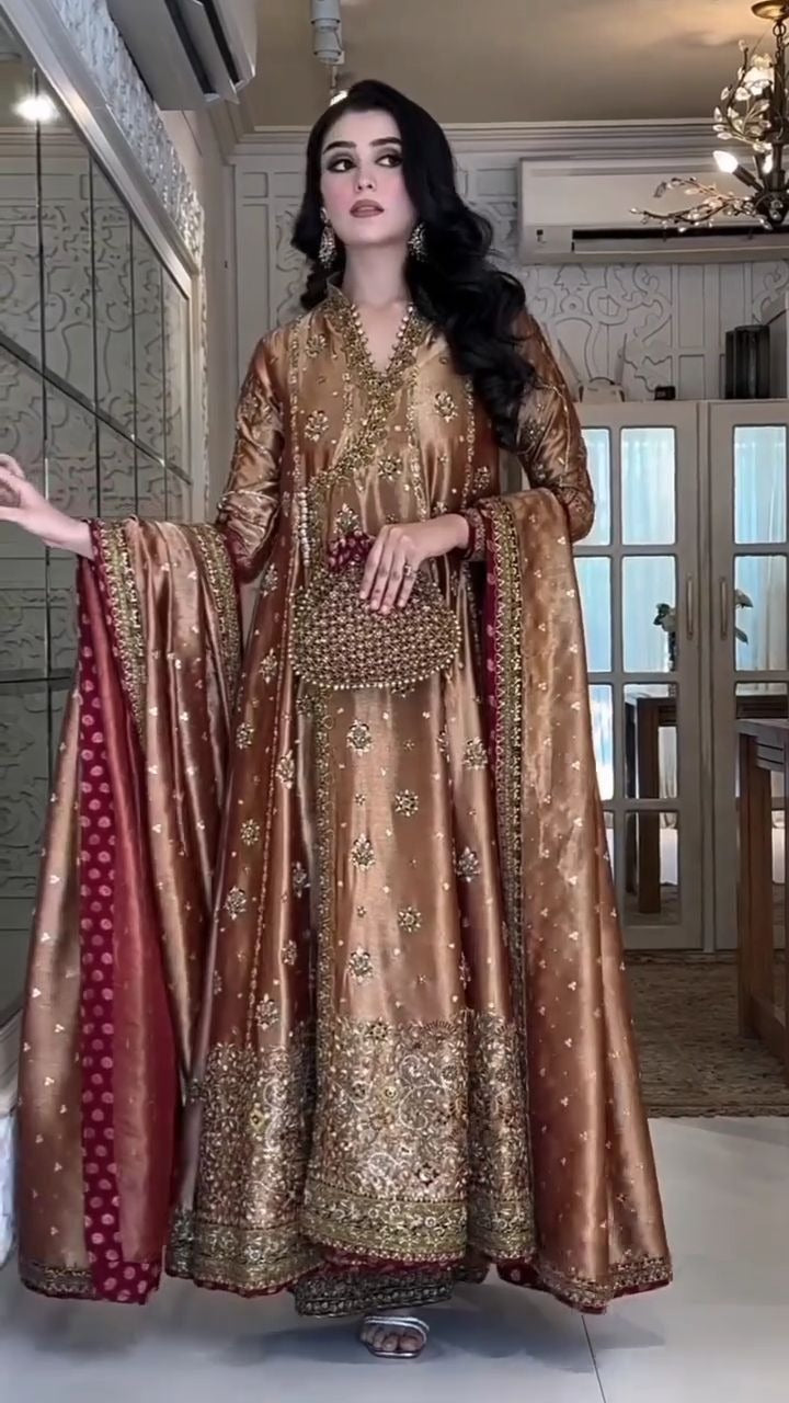 Haris Shakeel - Copper Gold Hibiscus Angrakha