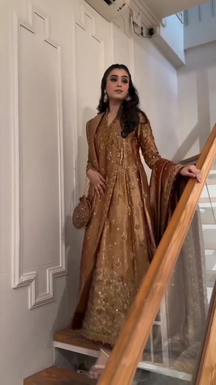 Haris Shakeel - Copper Gold Hibiscus Angrakha