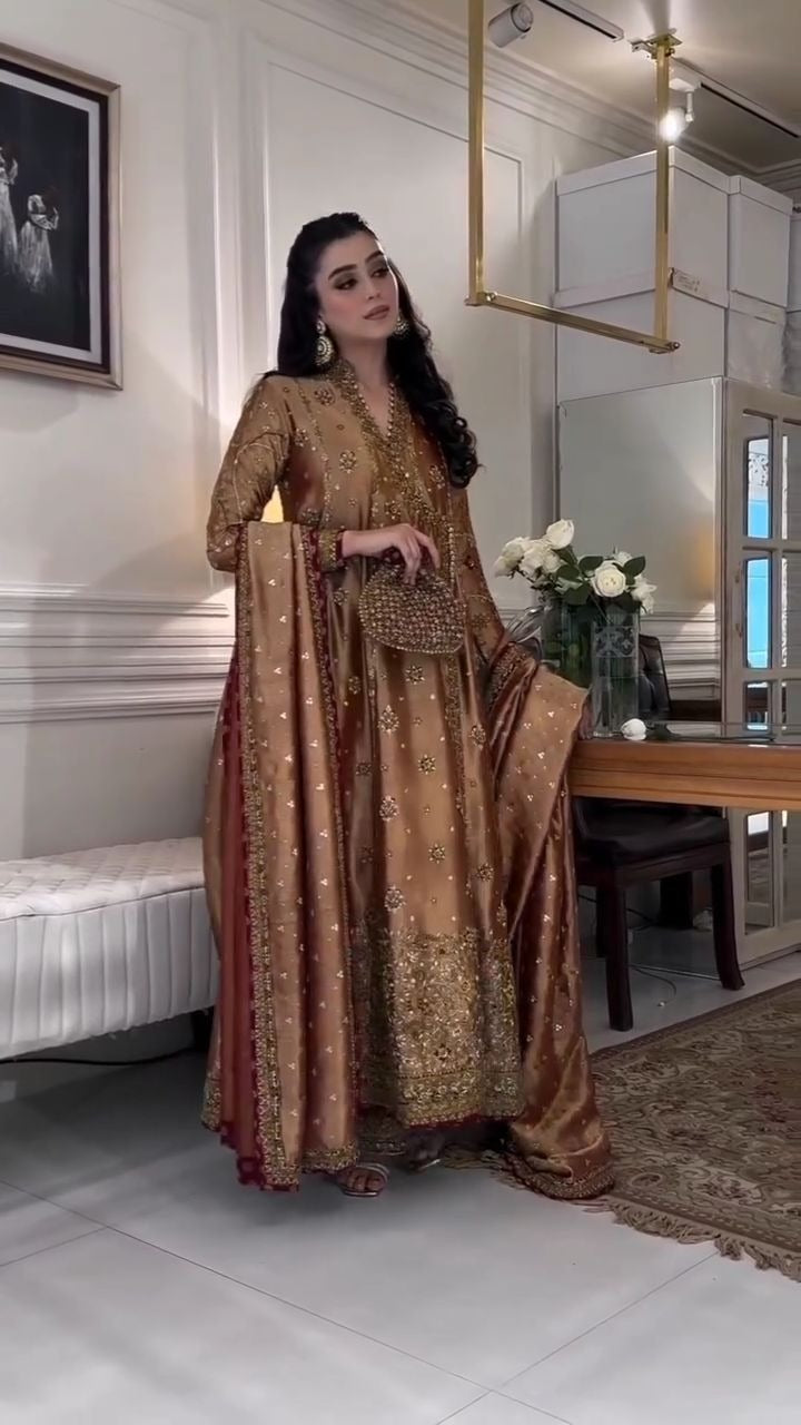 Haris Shakeel - Copper Gold Hibiscus Angrakha